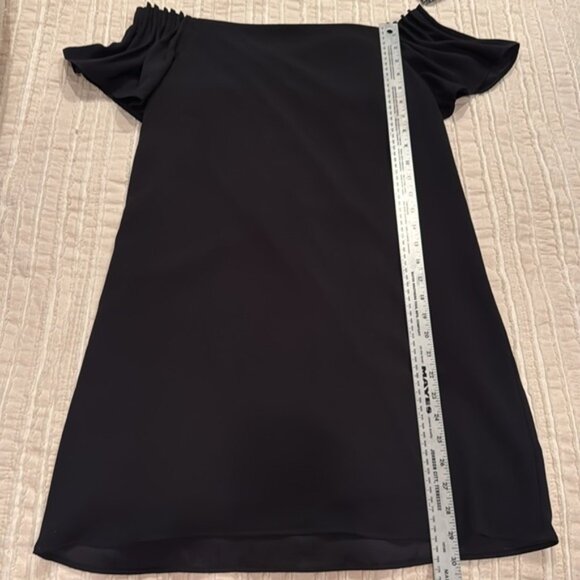 Trina Turk “Exceptional” Black Off-Shoulder Flutter Sleeve Mini Dress - small‎ - Picture 14 of 14